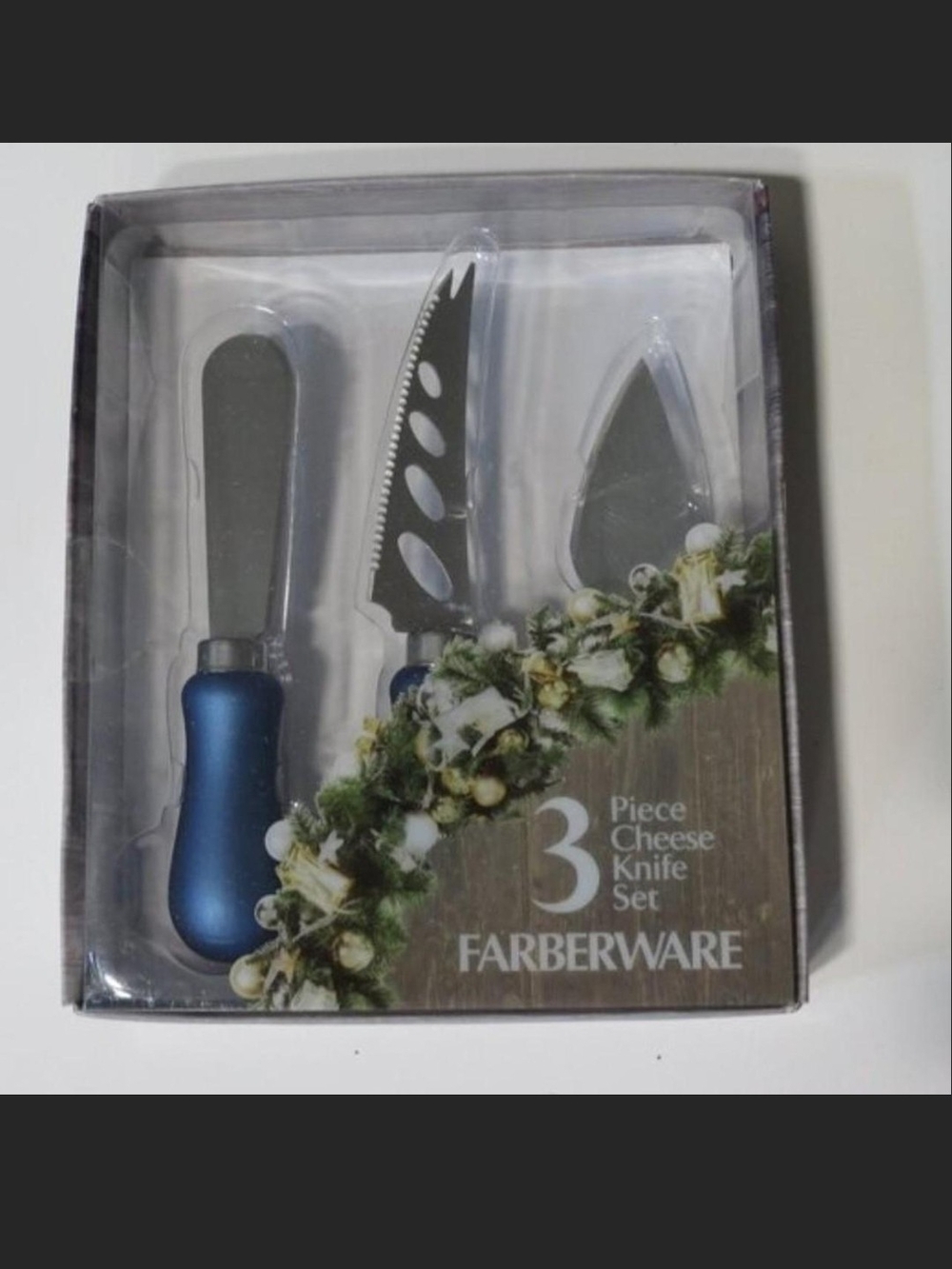 Farberware Blue 3-Piece Cheese Knife Set with Stainless Blades